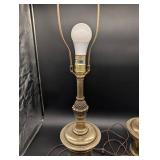 Stiffel Brass Table Lamps - Pair with Harp Shade Supports Stiffel Brass Table Lamps - Pair with Harp Shade Supports