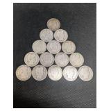 Lot Of 15 Barber Quarter Dollars 90% Silver Various Dates Lot Of 15 Barber Quarter Dollars 90% Silver Various Dates
