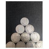 Lot Of 15 Barber Quarter Dollars 90% Silver Various Dates Lot Of 15 Barber Quarter Dollars 90% Silver Various Dates