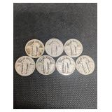 7 Standing Liberty Quarters (1920s) - United States Quarter Dollars 90% Silver 7 Standing Liberty Quarters (1920s) - United States Quarter Dollars 90% Silver