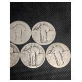 7 Standing Liberty Quarters (1920s) - United States Quarter Dollars 90% Silver 7 Standing Liberty Quarters (1920s) - United States Quarter Dollars 90% Silver