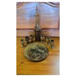 6 Tiny Cups, Bottle with Cork, Matching Plate 6 Tiny Cups, Bottle with Cork, Matching Plate