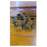 6 Tiny Cups, Bottle with Cork, Matching Plate 6 Tiny Cups, Bottle with Cork, Matching Plate