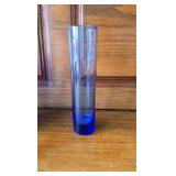 Blue Glass, Jiffy PB Jar, Tall Blue Vase, 3 Small Jars Blue Glass, Jiffy PB Jar, Tall Blue Vase, 3 Small Jars