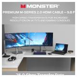 Monster M-Series Certified Premium HDMI Cable 2.0, Features 4K Ultra HD at 60Hz Refresh Rate, Duraflex Jacket, and Triple Layer Shielding, 25 Gbps - 16 ft