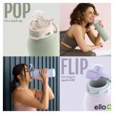 NEW Ello Pop & Fill 22oz. Stainless Steel Water Bottle with Leak Proof Locking Lid, 2-Pack Pistachio/Blue Dream