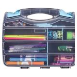 NEW ArtBin 6877AG Double-Sided Quick View Carrying Case, Portable Art & Craft Organizer with Removable Dividers, [1] Plastic Storage Case, Black/Aqua with Clear Lid