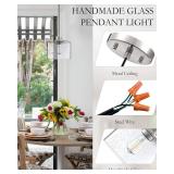 NEW Dolaimi House 1 Light Modern 7.3 Inch Seeded Clear Glass Brushed Nickel Hanging Pendant Lamp