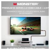 Monster M-Series Certified Premium HDMI Cable 2.0 4K Ultra HD at 60Hz Refresh Rate, 25 Gbps - 4.9 ft