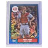 Johnny Bench 2022 Topps Chrome Blue Mojo SP #T87C2-95 and Numbered #013/150 - Cincinnati Reds Baseball Card Johnny Bench 2022 Topps Chrome Blue Mojo SP #T87C2-95 and Numbered #013/150 - Cincinnati Reds Baseball Card