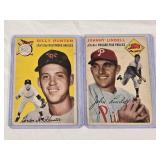 Lot of 2 Vintatge 1954 Topps Baseball Cards Featuring Billy Hunter and Johnny Lindell Lot of 2 Vintatge 1954 Topps Baseball Cards Featuring Billy Hunter and Johnny Lindell