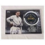 Babe Ruth 2023 Topps AL MVP Award Winner Commemorative Medallion - New York Yankees Baseball Card Babe Ruth 2023 Topps AL MVP Award Winner Commemorative Medallion - New York Yankees Baseball Card