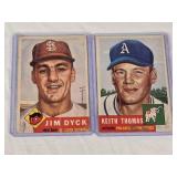 Lot of 2 Vintage Baseball Cards Featuring Jim Dyck and Keith Thomas from 1953 Topps Series. Lot of 2 Vintage Baseball Cards Featuring Jim Dyck and Keith Thomas from 1953 Topps Series.