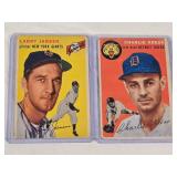 Lot of 2 Vintage Baseball Cards Featuring Larry Jansen and Charlie Kress from the 1954 Topps Set Lot of 2 Vintage Baseball Cards Featuring Larry Jansen and Charlie Kress from the 1954 Topps Set