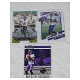 Lot of 3 Lamar Jackson Football Cards including Panini Contenders MVP Contenders, Donruss Optic, and Select Prizm Concourse. Lot of 3 Lamar Jackson Football Cards including Panini Contenders MVP Contenders, Donruss Optic, and Select Prizm Concourse.