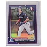 Walker Jenkins Rookie 2024 Bowman Chrome Purple Refractor #BD-166 and Numbered 195/250 - Minnesota Twins Baseball Card Walker Jenkins Rookie 2024 Bowman Chrome Purple Refractor #BD-166 and Numbered 195/250 - Minnesota Twins Baseball Card
