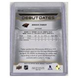 Brock Faber Rookie 2023-24 Upper Deck Debut Dates #DD-15 - Minnesota Wild Hockey Card Brock Faber Rookie 2023-24 Upper Deck Debut Dates #DD-15 - Minnesota Wild Hockey Card