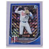 Royce Lewis 2025 Topps Chrome Blue Refractor #97 and Numbered 58/150 - Minnesota Twins Baseball Card Royce Lewis 2025 Topps Chrome Blue Refractor #97 and Numbered 58/150 - Minnesota Twins Baseball Card