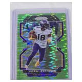 Justin Jefferson 2021 Panini Prizm Green Pulsar #125 - Minnesota Vikings Football Card Justin Jefferson 2021 Panini Prizm Green Pulsar #125 - Minnesota Vikings Football Card
