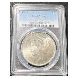 1923 US PEACE SILVER DOLLAR PCGS MS63