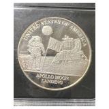 1 TROY OZ .999 FINE SILVER APOLLO MOON LANDING ROUND SLABBED