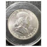 1951 US FRANKLIN HALF DOLLAR BU IN AIRTITE