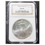 1995 AMERICAN SILVER EAGLE NGC MS69