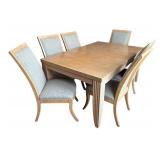 DR - Beautiful Blond Wood Dining Table Set with 8 Chairs DR - Beautiful Blond Wood Dining Table Set with 8 Chairs
