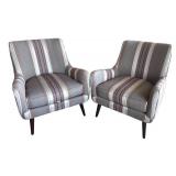 LR - Pair of Room & Board Quinn Armchairs - Striped Upholstery LR - Pair of Room & Board Quinn Armchairs - Striped Upholstery