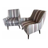 LR - Pair of Room & Board Quinn Armchairs - Striped Upholstery LR - Pair of Room & Board Quinn Armchairs - Striped Upholstery