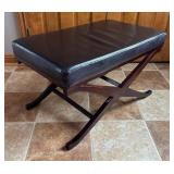 E - Sophisticated Ottoman with Crossed X-Frame Wood Base E - Sophisticated Ottoman with Crossed X-Frame Wood Base