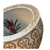 LR - Asian Style Ceramic Planter With Wooden Stand LR - Asian Style Ceramic Planter With Wooden Stand