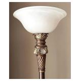 LR - Fine Floor Lamp - Tall Bronze with Ornate Acanthus Column & Frosted Glass Shade LR - Fine Floor Lamp - Tall Bronze with Ornate Acanthus Column & Frosted Glass Shade