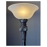LR - Fine Floor Lamp - Tall Bronze with Ornate Acanthus Column & Frosted Glass Shade LR - Fine Floor Lamp - Tall Bronze with Ornate Acanthus Column & Frosted Glass Shade