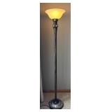 LR - Fine Floor Lamp - Tall Bronze with Ornate Acanthus Column & Frosted Glass Shade LR - Fine Floor Lamp - Tall Bronze with Ornate Acanthus Column & Frosted Glass Shade