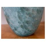 E - Turquoise Glass Vase with Faux Florals E - Turquoise Glass Vase with Faux Florals