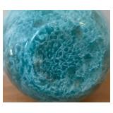 E - Turquoise Glass Vase with Faux Florals E - Turquoise Glass Vase with Faux Florals
