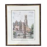 O - Vintage Brugge Rozenhoedkaai Limited Edition Etching O - Vintage Brugge Rozenhoedkaai Limited Edition Etching