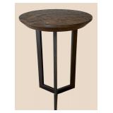 LR - Round Dark Wood Accent Table with Geometric Leg Frame LR - Round Dark Wood Accent Table with Geometric Leg Frame