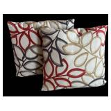 LR - Two Abstract Leaf Patterned Accent Pillows LR - Two Abstract Leaf Patterned Accent Pillows