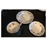 K - Vintage English Teacups & Saucers Sets - Floral Borders with Gilt K - Vintage English Teacups & Saucers Sets - Floral Borders with Gilt