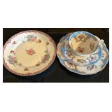 K - Vintage English Teacups & Saucers Sets - Floral Borders with Gilt K - Vintage English Teacups & Saucers Sets - Floral Borders with Gilt