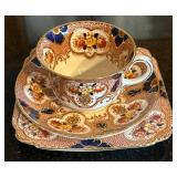 K - Vintage English Teacups & Saucers Sets - Floral Borders with Gilt K - Vintage English Teacups & Saucers Sets - Floral Borders with Gilt