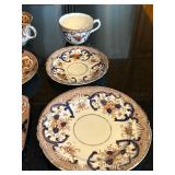 K - Vintage English Teacups & Saucers Sets - Floral Borders with Gilt K - Vintage English Teacups & Saucers Sets - Floral Borders with Gilt