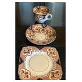 K - Vintage English Teacups & Saucers Sets - Floral Borders with Gilt K - Vintage English Teacups & Saucers Sets - Floral Borders with Gilt