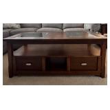 LL - Dark Wood Coffee Table with Glass Inlays LL - Dark Wood Coffee Table with Glass Inlays