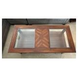 LL - Dark Wood Coffee Table with Glass Inlays LL - Dark Wood Coffee Table with Glass Inlays