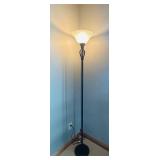 LL - 70-Inch Floor Lamp with Frosted Glass Shade - Black Torchiere Style LL - 70-Inch Floor Lamp with Frosted Glass Shade - Black Torchiere Style
