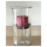 LL - Glass Hurricane Candle Holder with Pink Pillar Candle LL - Glass Hurricane Candle Holder with Pink Pillar Candle