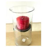 LL - Glass Hurricane Candle Holder with Pink Pillar Candle LL - Glass Hurricane Candle Holder with Pink Pillar Candle